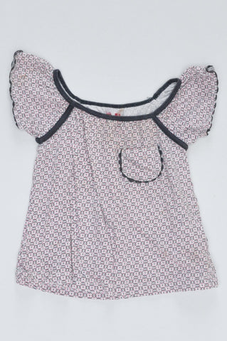 Cotton On White & Navy Patterned Top Girls 9-12 months