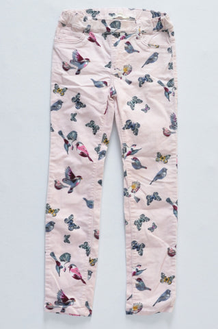 H&M Light Pink Bird Corduroy Pants Girls 7-8 years