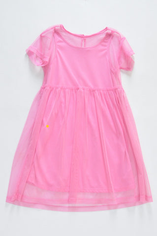 H&M Pink Mesh Overlay Dress Girls 7-8 years