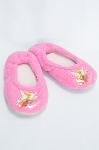 New Disney Pink Fleece Tinkerbell Slippers Girls Children Size 12