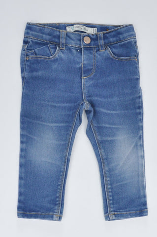 Zara Blue Denim Skinny Jeans Girls 9-12 months