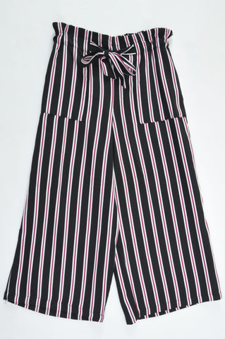 Zara Black & Maroon Striped Lightweight Pants Women Size XS