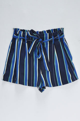 Zara Navy Striped Lightweight Shorts Women Size M