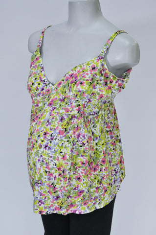 Baby On Board Green Floral Maternity Tank Top Women Size 18