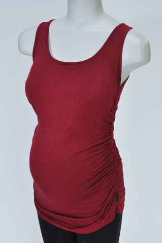Cherrymelon Burgundy Side Ruched Sleeveless Maternity Top Size L