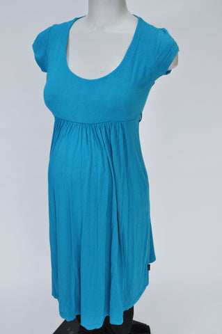 Cherrymelon Blue Short Sleeve Round Neck Line Maternity Dress Women Size L