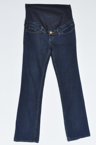 H&M Dark Blue Bootleg Dark Blue Waistband Denim Maternity Jeans Size 12