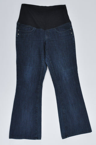 Woolworths Dark Blue Bootleg Navy Waistband Denim Maternity Jeans Size 14