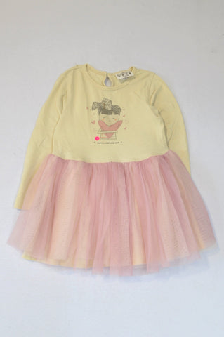 Keedo Ivory Long Sleeve Surrounded With Love Purple Tulle Dress Girls 2-3 years