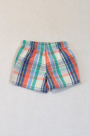 Carter's Blue & Orange Plaid Shorts Boys 0-3 months