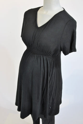 Cherrymelon Black V-Neck Babydoll Maternity Dress Size L