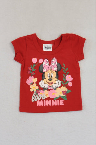 Disney Red Love Minnie T-shirt Girls 0-3 months