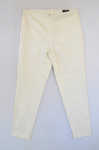 Ficelle Ivory Damask Embossed Pants Women Size 12