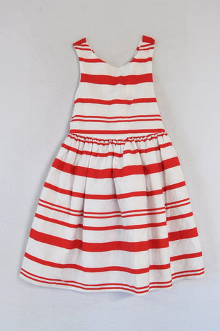 Woolworths Red & White Striped Dress Girls 6-7 years