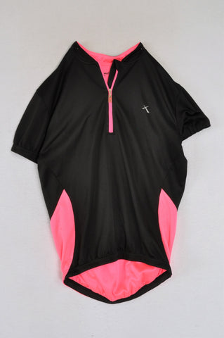 Maxed Black & Lumo Pink Sports Top Women Size L