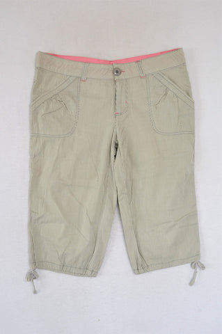 Jet Taupe Pinstripe Bermuda Tie Shorts Women Size 12