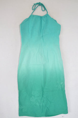 Kelso Blue Ombre Linen Halterneck Dress Women Size 12