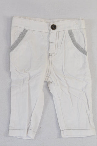 Keedo White Corduroy Grey Pocket Trim Lightweight Pants Boys 0-3 months