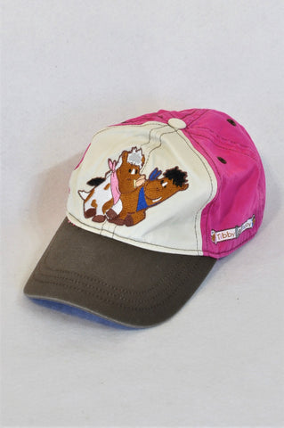 Tibby & Tabby Pink & Brown Ponies Peak Hat Girls 1-2 years