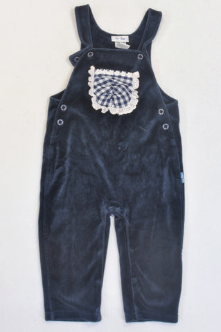 le Top Navy Velour Pocket Detail Dungarees Girls 18-24 months