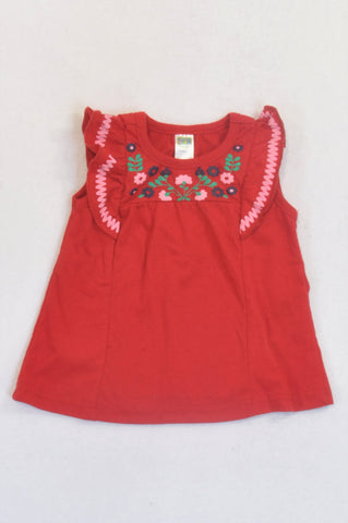 Ackermans Red Flower & Frill Blouse Girls 6-12 months