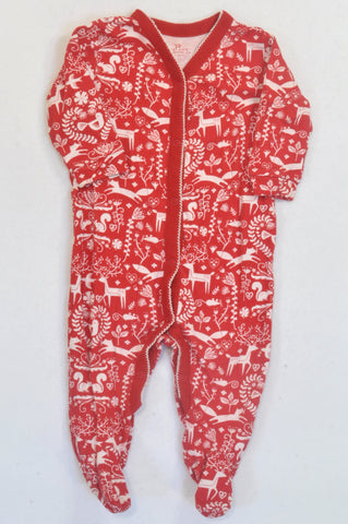 Next Red Woodlands Onesie Girls 6-9 months