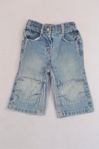 Marks & Spencers Stone Washed Pocket Trim Jeans Girls 6-9 months