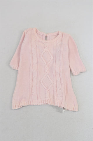 Marks & Spencers Pink Cable Knit Winter Dress Girls 0-1 month