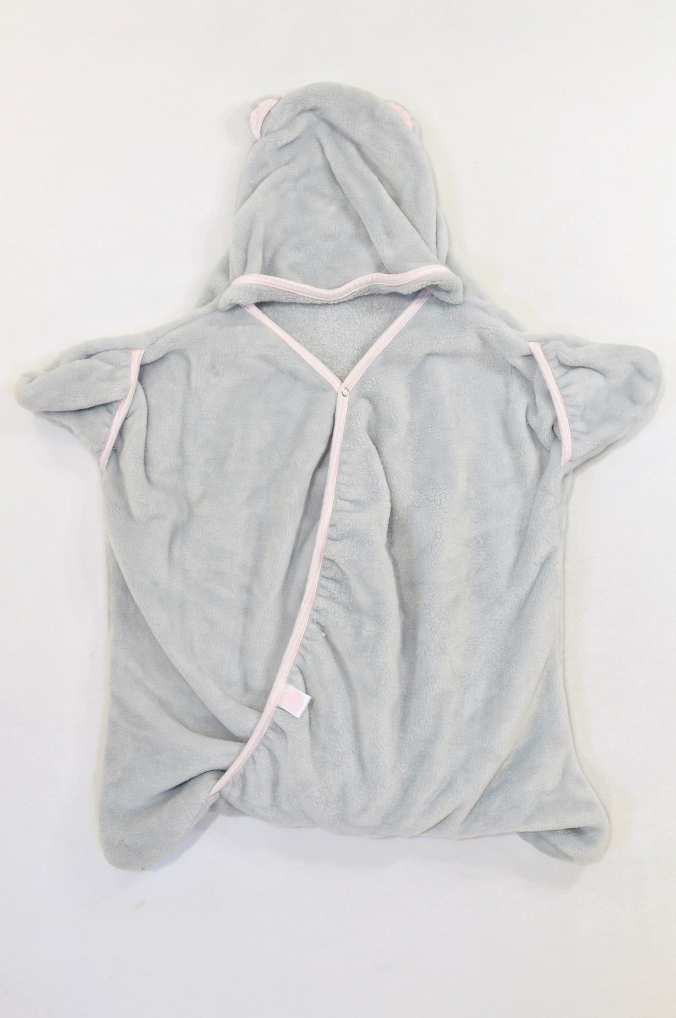 Grey Fleece Pink Star Swaddle Wrap Girls 3 months to 1 year