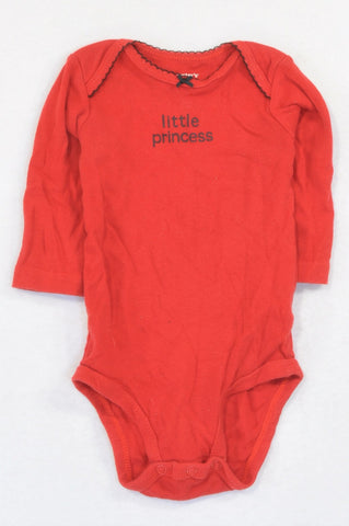 Carter's Red Black Trim Little Princess Baby Grow Girls 3-6 months