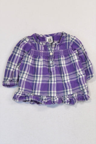 Carter's Purple Plaid Button Blouse Girls 6-9 months