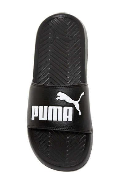 puma slides black and white