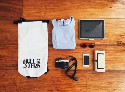Hull & Stern Dry Bag in North Star White with Other Travel Essentials