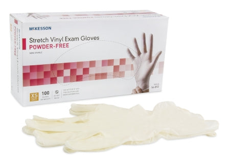 McKesson Ivory Stretch PF Vinyl Exam Gloves X-Small - 14-812