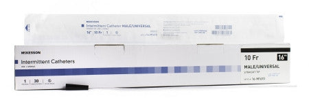 McKesson Male/Univ 16" Straight Tip Intermittent Catheters 10Fr. - 16-M1610