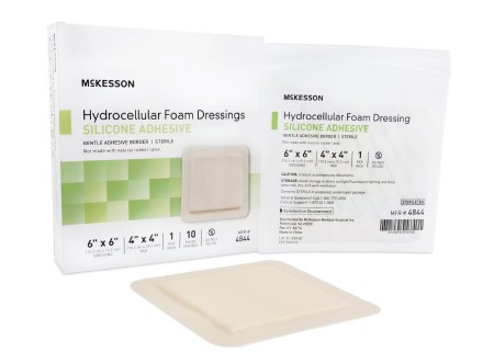 McKesson Hydrocellular Foam Dressing with Silicone Adhesive 6" x 6" - 4844