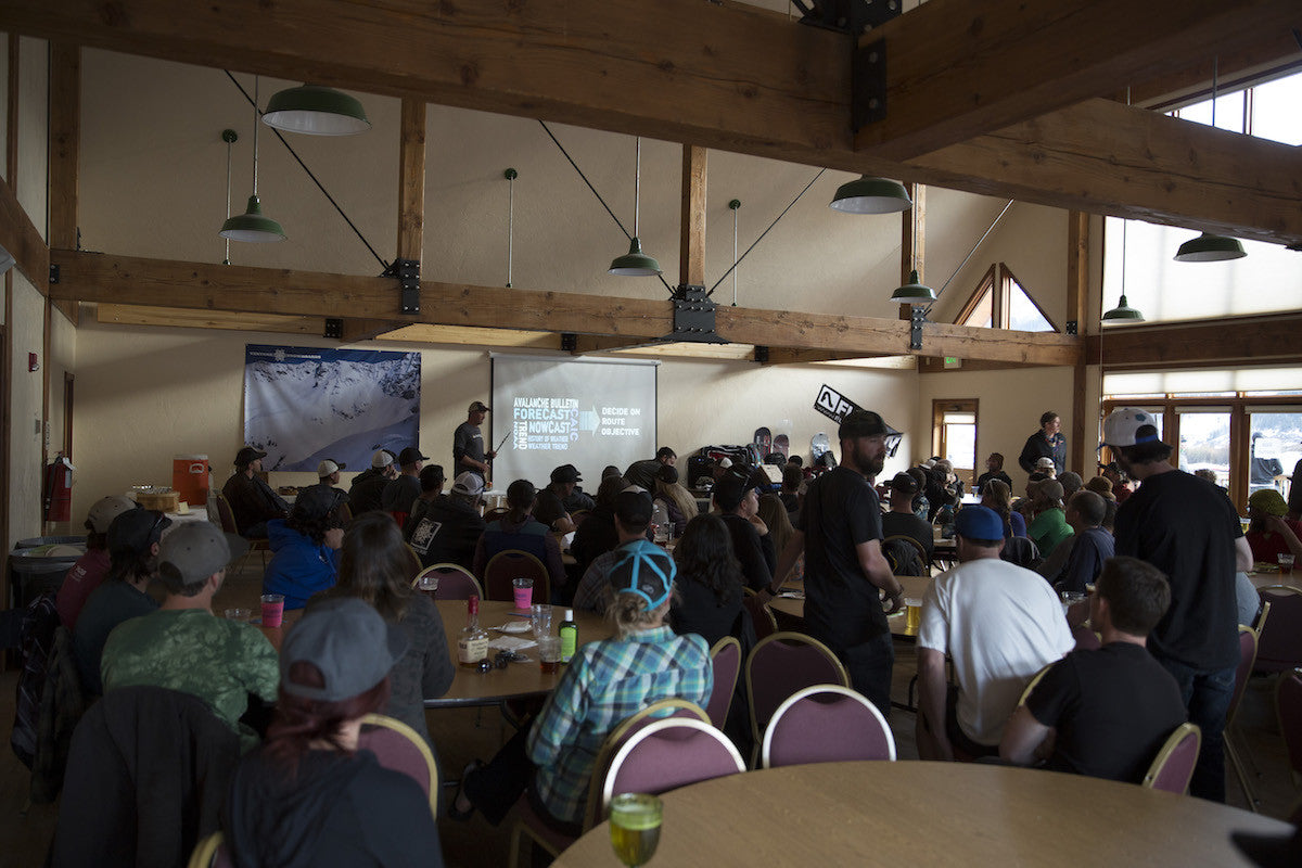 AIARE instructor Shaun Nauman presentation at Venture Snowboards 2017 Silverton Splitfest.