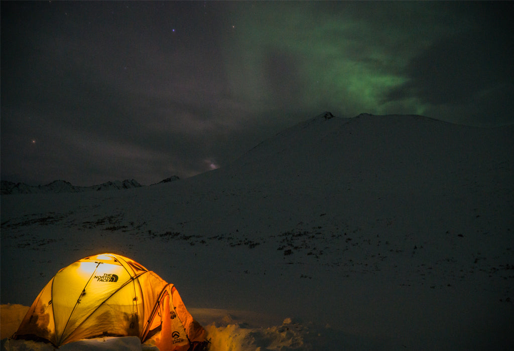 Venture Snowboards Base Camp at Night Tombstone Provincial Park