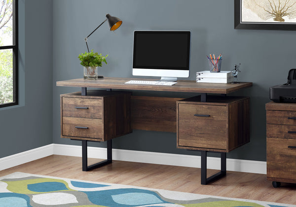 Computer Desk 60 L Brown Reclaimed Wood Black Metal