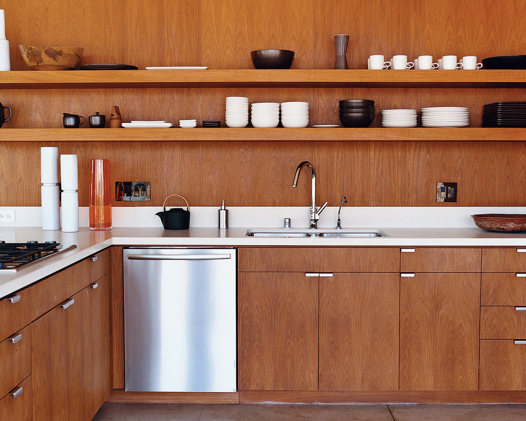 Teak wood kitchen cabinetry - Photo by Daniel Hennessy for Dwell Magazine