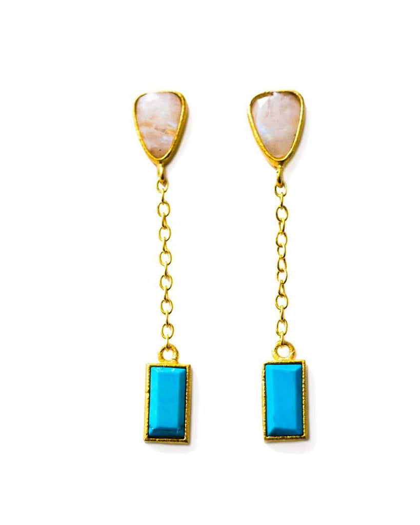 River Earrings | Moonstone + Turquoise