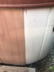 before and after restoration of hot tub with boat guard