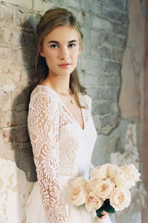 long sleeve lace wedding top