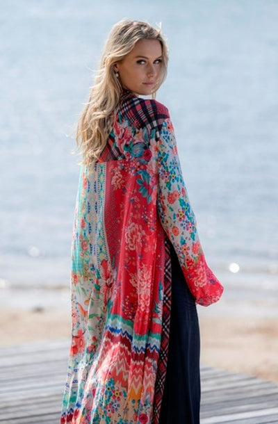 Western Duster by Cienna designs silk blend kimono bohemian look