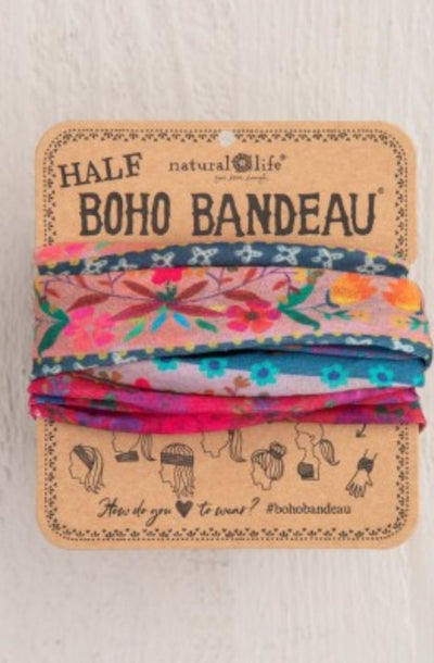Half Boho Bandeau Pink/Blue border