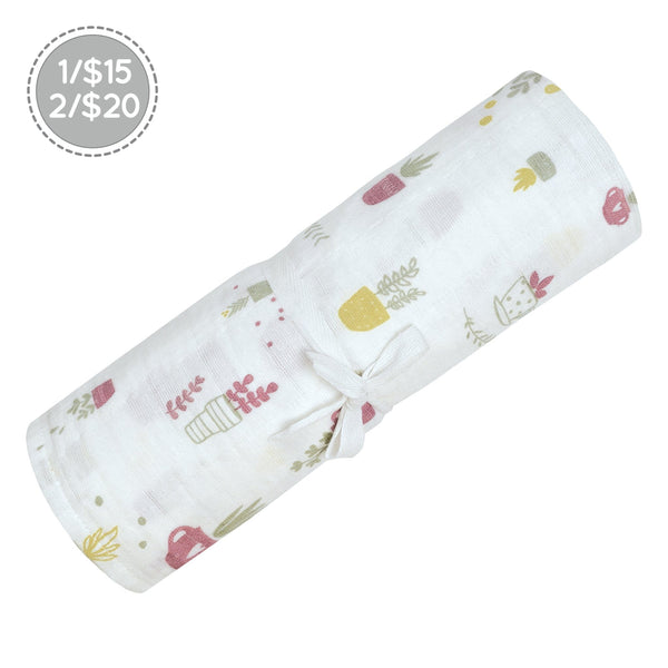 Cotton muslin swaddle - planters