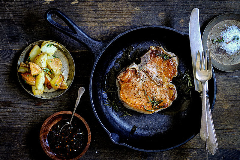 Grilled Pork Chop with Spicy Plum Chutney