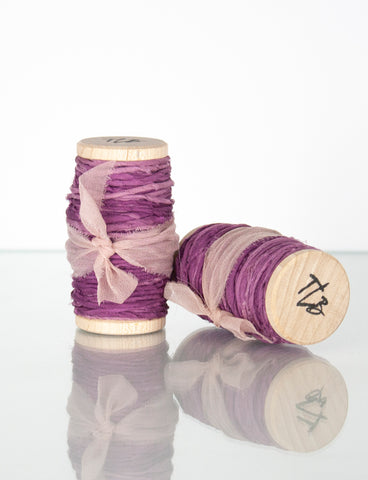 Mottled Purple Recycled Silk Ribbon Twine