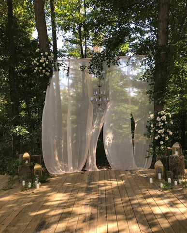 Billowing Silk Gauze Ceremony Backdrop by The Lesser Bear and Eco Flora