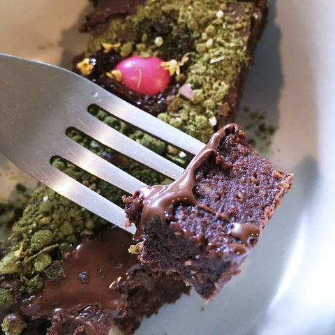 Choc Peanut Butter Brownie Cake Matcha Grass